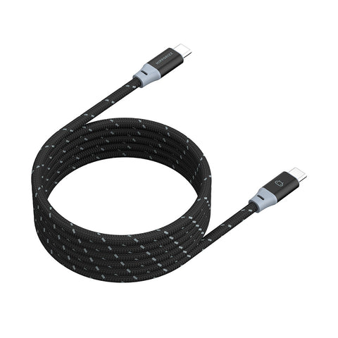 【Hipporizz】CAVO 1.5M USB-C to USB-C 雙色充電傳輸編織磁吸捲線 240W,黑灰色,支援蘋果安卓 PD 快充,磁吸收納。