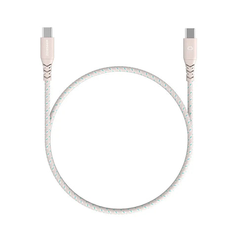 【Hipporizz】CAVO 1.5M USB-C to USB-C 雙色充電傳輸編織線 60W,粉藍色,支援 PD 快充,耐用編織線。