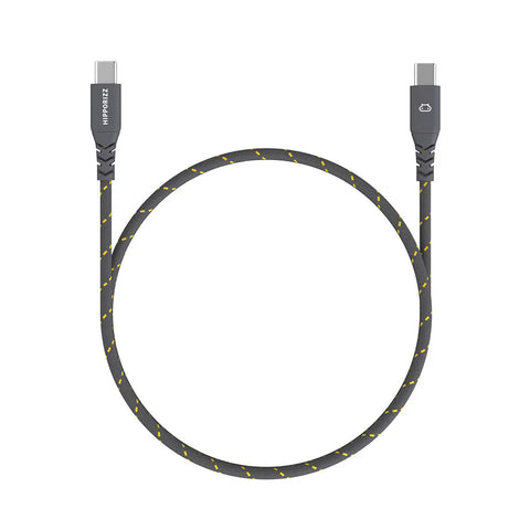 【Hipporizz】CAVO 1.5M USB-C to USB-C 雙色充電傳輸編織線 60W,黑黃色,支援 PD 快充,耐用編織線。