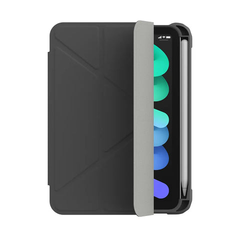 Origo晶透皮紋 筆槽保護殼 iPad mini 8.3吋|A17 Pro (2024)、第六代 (2021) 深灰