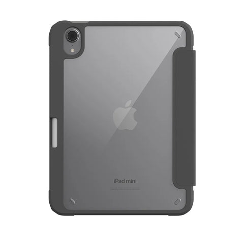 Origo晶透皮紋 筆槽保護殼 iPad mini 8.3吋|A17 Pro (2024)、第六代 (2021) 深灰