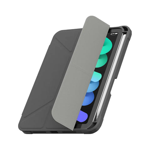 Origo晶透皮紋 筆槽保護殼 iPad mini 8.3吋|A17 Pro (2024)、第六代 (2021) 深灰