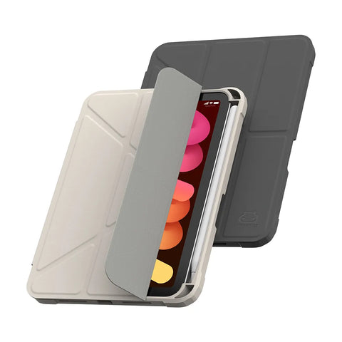 Origo晶透皮紋 筆槽保護殼 iPad mini 8.3吋|A17 Pro (2024)、第六代 (2021) 深灰 星光