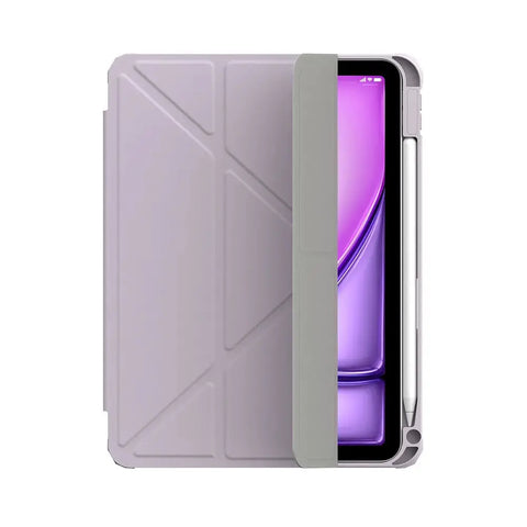 Hipporizz iPad Air 11吋/10.9吋 晶透筆槽防摔殼｜支援磁吸充電、防潑水、智能休眠 薰衣草紫