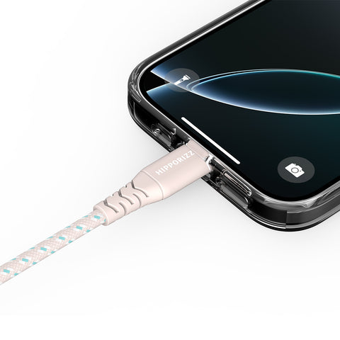 【Hipporizz】CAVO 1.5M USB-C to USB-C 雙色充電傳輸編織線 60W，粉藍色，支援 PD 快充，耐用編織線。
