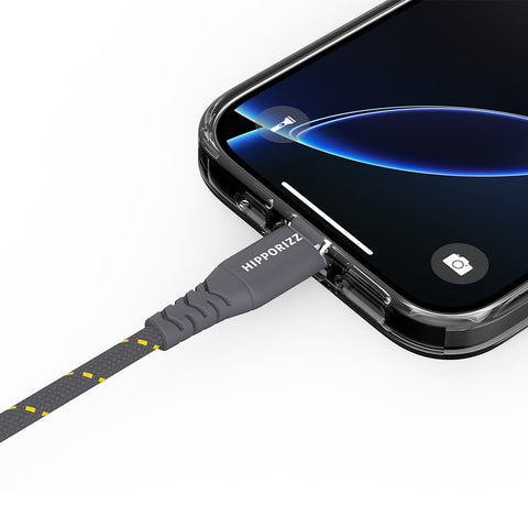 【Hipporizz】CAVO 1.5M USB-C to USB-C 雙色充電傳輸編織線 60W，黑黃色，支援 PD 快充，耐用編織線。