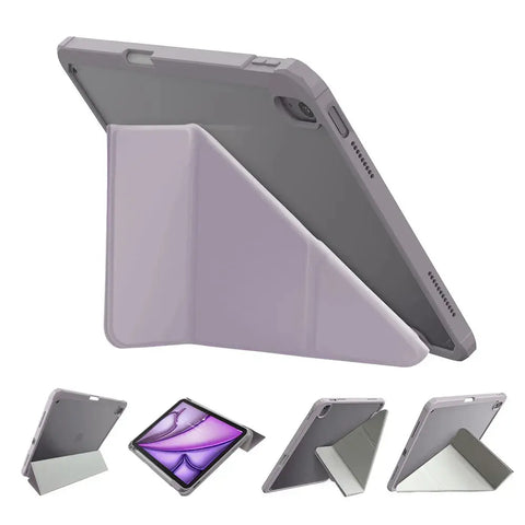Hipporizz iPad Air 11吋/10.9吋 晶透筆槽防摔殼｜支援磁吸充電、防潑水、智能休眠 薰衣草紫