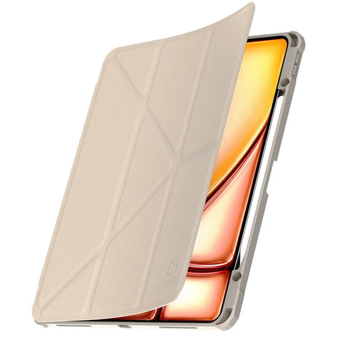 Origo晶透皮紋 筆槽保護殼 iPad Air M2/M3 13 吋 (2024/2025)、Pro 12.9吋 (2020/2021/2022)
