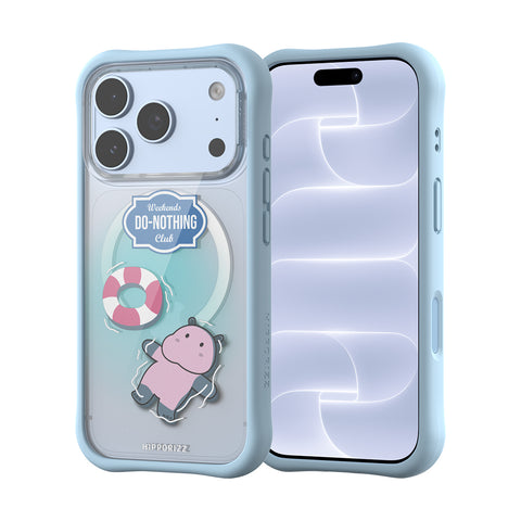 河馬引力 Swapit 矽膠磁吸軍規防摔手機殼 iPhone 18/17 Pro 系列-漂浮河馬
