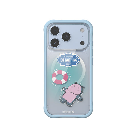 河馬引力 Swapit 矽膠磁吸軍規防摔手機殼 iPhone 18/17 Pro 系列-漂浮河馬