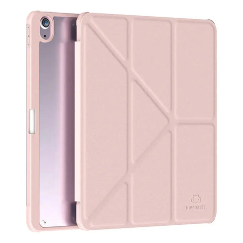 Hipporizz iPad Air 11吋/10.9吋 晶透筆槽防摔殼｜支援磁吸充電、防潑水、智能休眠 火鶴粉