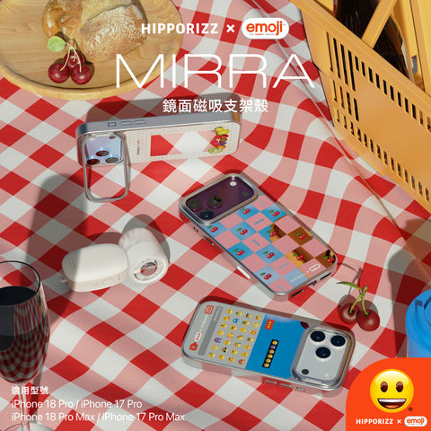 HIPPORIZZ x emoji MIRRA iPhone 18 鏡面磁吸支架殼主視覺