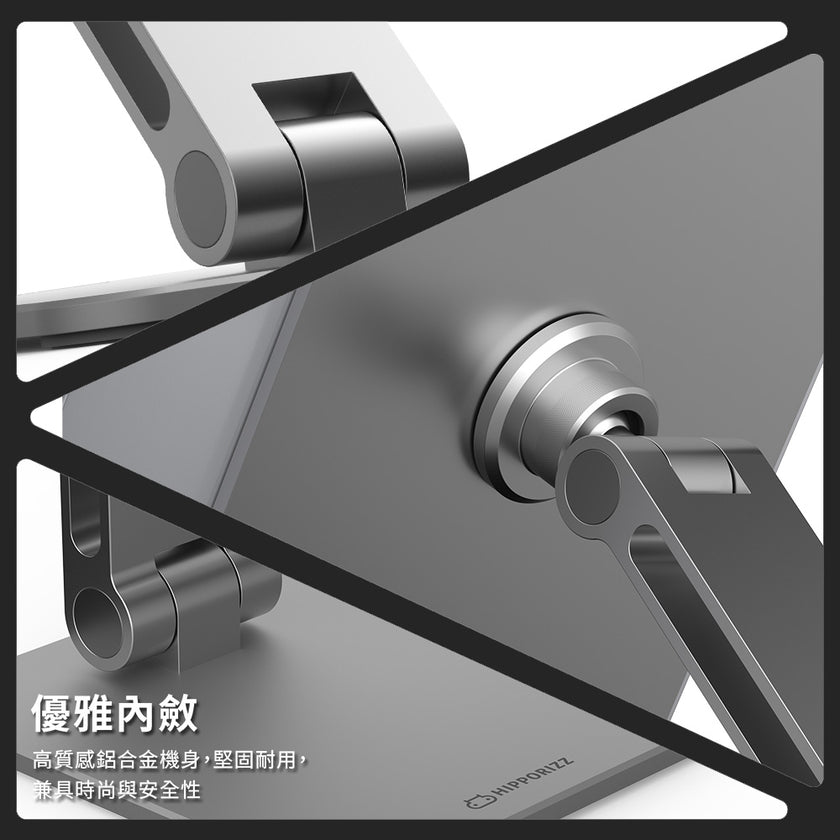 Hipporizz NeoMag iPad Air 11 吋 (第 8 代,2026,M4) 鋁合金磁吸支架, 銀色