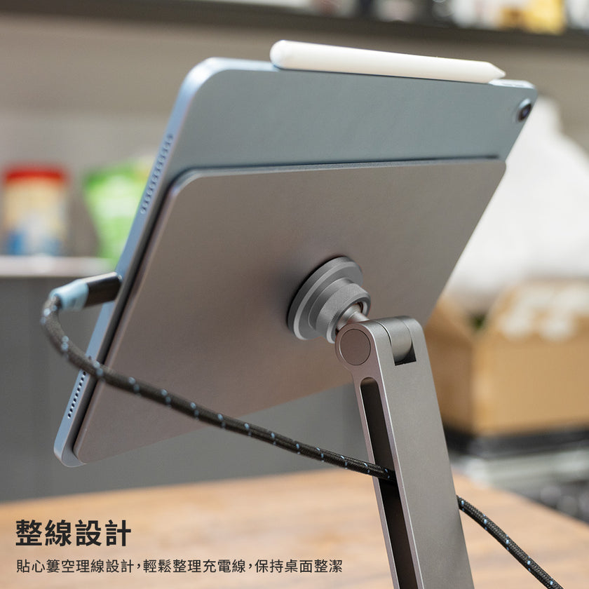 Hipporizz NeoMag iPad Air 11 吋 (第 8 代,2026,M4) 鋁合金磁吸支架, 銀色
