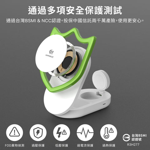 【早鳥組5折】Zeno Qi2.2-25W 三合一折疊無線充電座